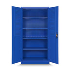 Jan Nowak by Domator24 Werkzeugschrank TC01A Werkstattschrank Garagenschrank Lochwand 4 Fachböden Flügeltüren Stahlblech 185 cm x 92 cm x 50 cm (blau)