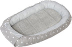 Medi Partners Babynest Nestchen für Neugeborene - 100x60x15 Babynestchen Baby zweiseitg Nest Bett 100% Baumwolle Minky Kuschelnest tragbar (graue Sternen mit graue Minky)