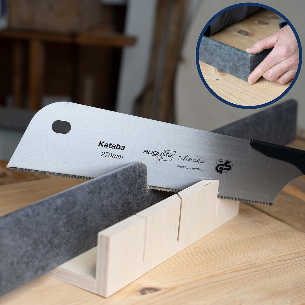 Augusta-Heckenrose Japansäge Kataba 270 mm I Traditionelle Säge aus Bandstahl C75 für Feinschnitte I Holzsäge mit verkürztem Stahlrücken & Bastgriff