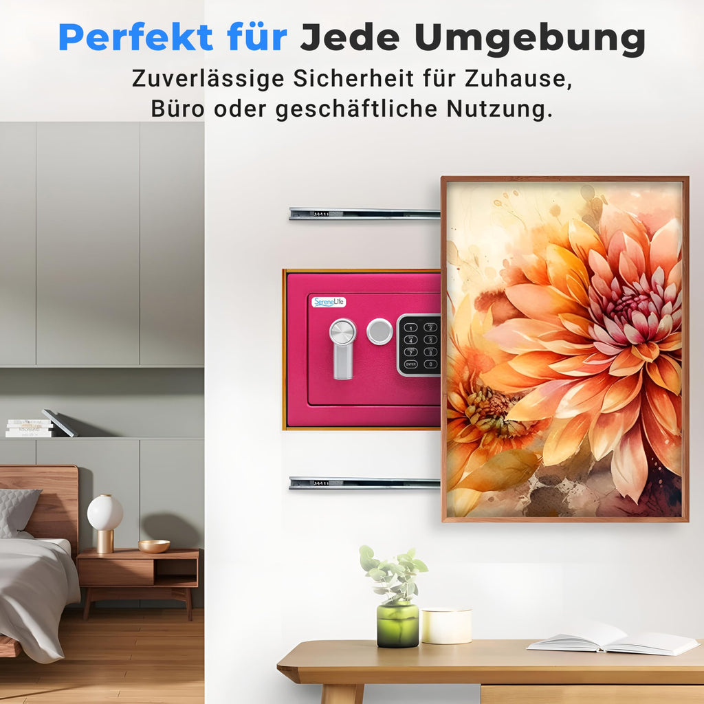 SereneLife Elektronischer Safe | robuster 23,1 x 17 cm Geldtresor | digitaler Touchpad-Schloss mit Code 2 Schlüsseln | kleiner Safe für Zuhause/Büro, sicheres Bargeld, Schmuck, Schusswaffen