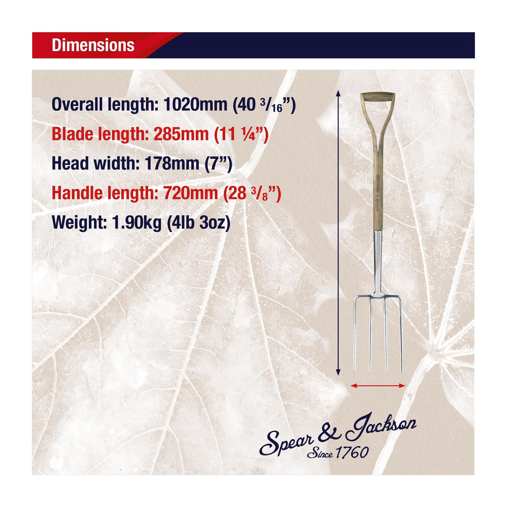 Spear & Jackson 4550DF Traditional Rostfreie Grabegabel