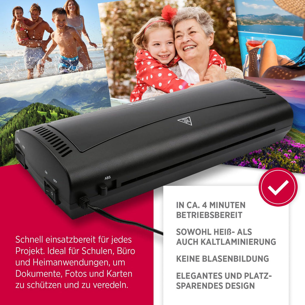 Olympia A 230 Laminierset 4-in-1 | Heiß- und Kaltlaminierung | Laminiergerät mit Eckenrunder, Papierschneider & Laminierfolien | Blasenfreies Laminieren | Überhitzungsschutz | Laminiergerät A4