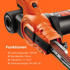 BLACK+DECKER 350W, 13mm Feilenschleifer mit 3 Schleifbändern & Staubsammelsystem, KA900E-QS