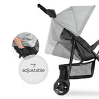 hauck Citi Neo 3, Grau - Dreirad Kinderbuggy ab Geburt bis 22 kg mit Liegefunktion, Becherhalter, Tasche im Verdeck, XL Korb bis 3 kg, Einhändig Zusammenklappbar, Leicht - 7,3 kg