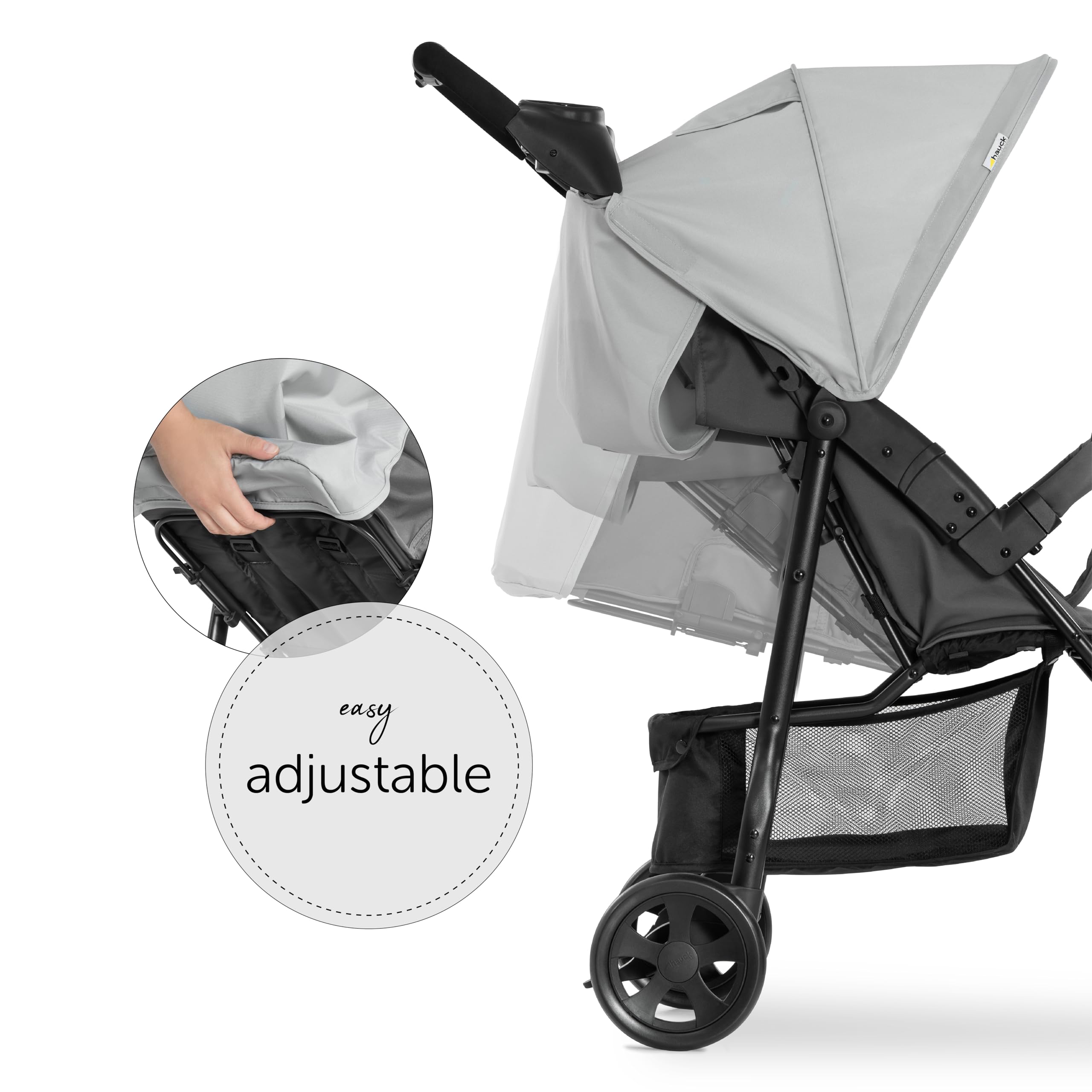 hauck Citi Neo 3, Grau - Dreirad Kinderbuggy ab Geburt bis 22 kg mit Liegefunktion, Becherhalter, Tasche im Verdeck, XL Korb bis 3 kg, Einhändig Zusammenklappbar, Leicht - 7,3 kg