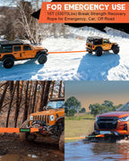 MAIKEHIGH Abschleppseil 15 Tonnen (33,700 Lbs), 6M x 7,6cm Abschleppgurt mit 2 Verbesserten Schäkeln Haken, 2 Handschuhen für Auto, LKW, SUV, Offroad (Orange)