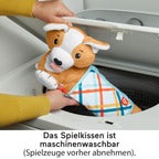 Fisher-Price Baby-Spielzeug zum Spielen in der Bauchlage, 3-in-1 Hündchen Spielkissen mit BPA-freiem Beißring, Rassel und Spiegel-Spielzeug