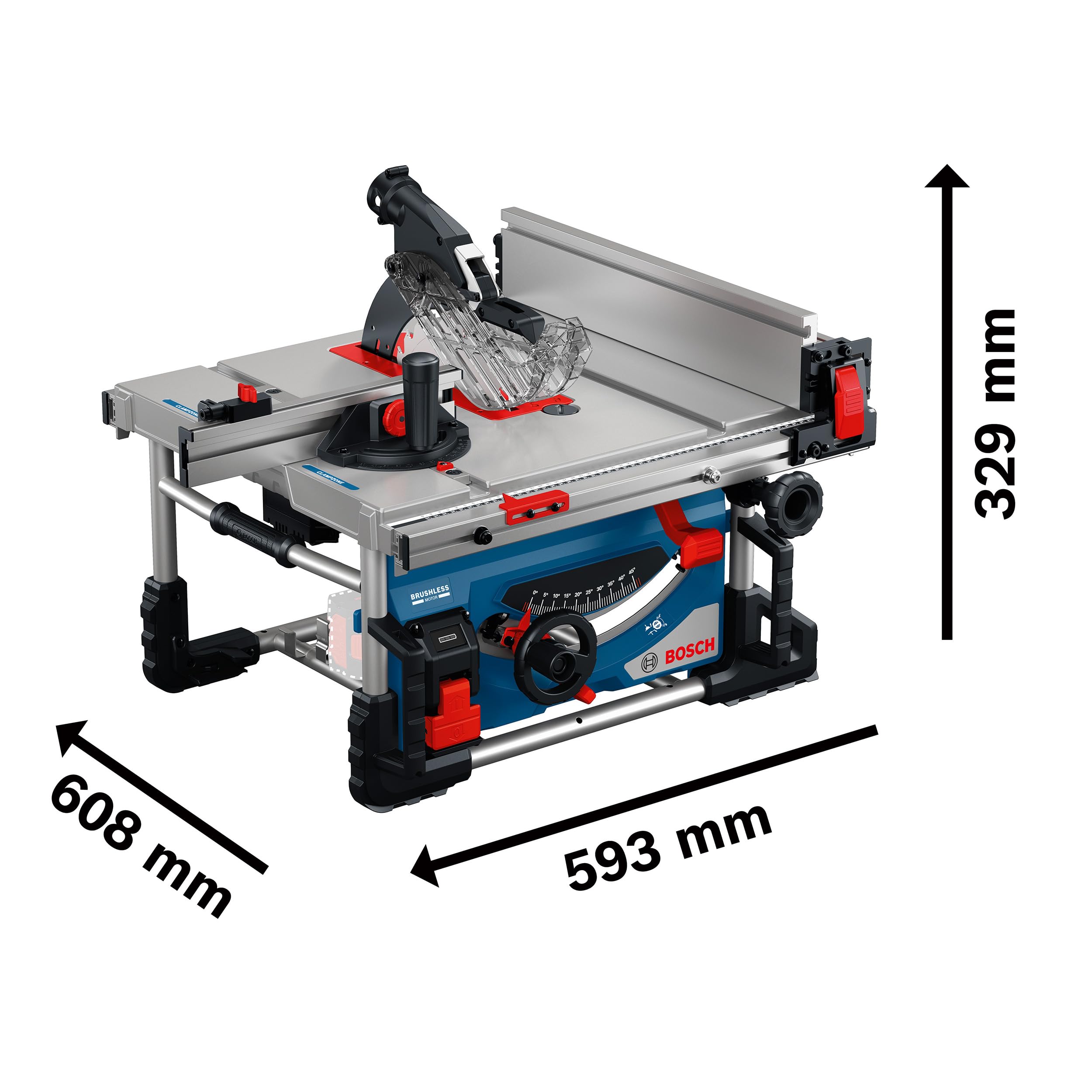 Bosch Professional 18V System Akku-Tischkreissäge GTS 18V-70 (inkl. Sägeblatt Optiline Wood, Winkelanschlag, Schiebestock, Ringschlüssel, Schutzabdeckung, 2x Adapter, Profilschiene, Parallelanschlag)