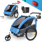 KESSER® Kinderfahrradanhänger Sport-RX 2in1 Jogger & Buggy 5-Punkt-Gurt Sicherheitsgurt 360° Vorderrad Kinderfahrradanhänger Reflektoren für 1-2 Kinder (max. 40 kg) Getränkehalter & Smartphonefach
