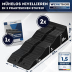 WERKTHOR Auffahrkeile für Wohnmobil - [2er Set] Hochbelastbare Auffahrkeile für maximalen Halt [<5t] - Auffahrkeile für Wohnwagen Wohnmobil & Anhänger - Keile für jeden Untergrund