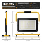 Brandson - 200W LED Baustrahler - Arbeitsscheinwerfer - Bauscheinwerfer - 288 SMD LEDs – 6400k - Standgestell und Tragegriff - 16000 Lumen – 4 m Stromkabel - Metallgehäuse