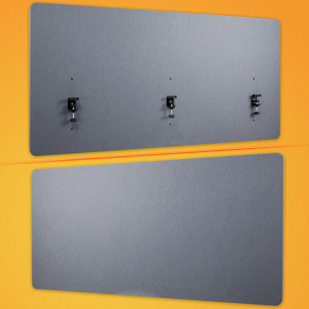 RICOO ZAP1680-G Akustik Trennwand Schreibtisch 160 x 80cm Sichtschutz Schreibtisch Trennwand Filz Pinnwand Grau Geräuschdämmung Akustik Diffusor Schallschutz Büro Tischtrennwand mit Tischklemme