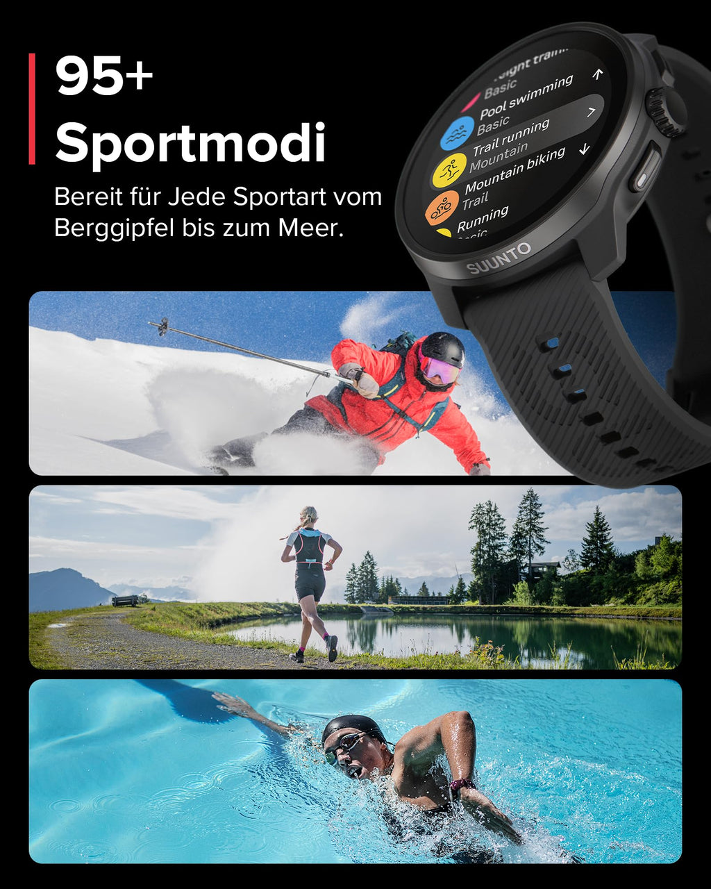 SUUNTO Race S Laufuhr mit AMOLED Touchscreen, Zweifrequenz GPS Sportuhr, Krone & Tastenbedienung, HRV & Schlafverfolgung, KI-basierter Trainingsplan, Kostenlose Offline-Karten, 50m Wasserdicht