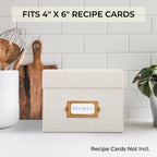 ZICOTO Schöne Rezeptbox aus Leinen – passend für 10,2 x 15,2 cm Rezeptkarten, um bis zu 250 Rezepte leicht zu organisieren – ein stabiler Kartenhalter und tolles Geschenk, das perfekt in jede Küche