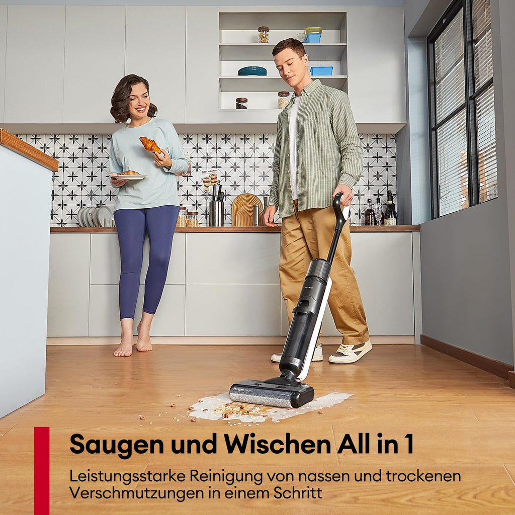 Ultenic Nass Trockensauger akku, Saugwischer Kabellos, 50 Minuten Laufzeit, Selbstreinigungsfunktion, LED-Display, ideal für Hartböden sowie Haushalte mit Haustieren und Kindern