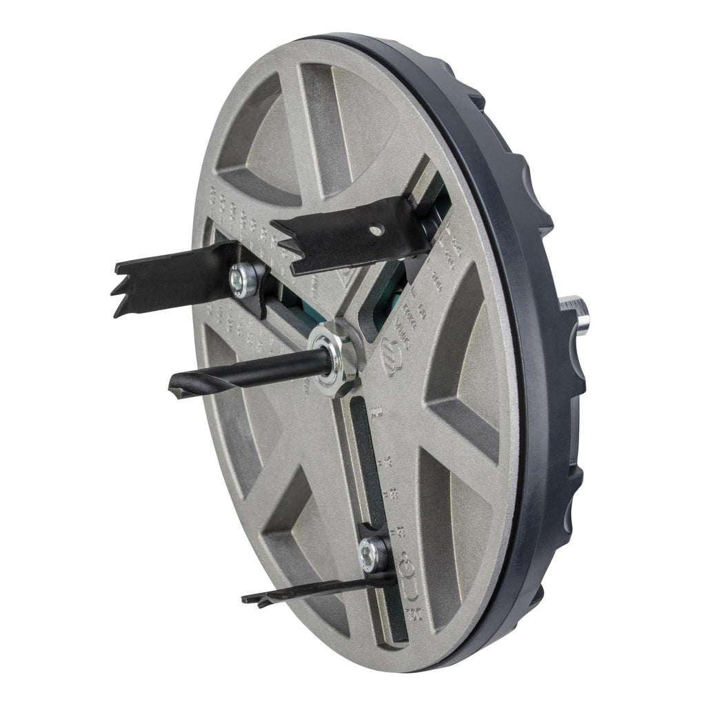 wolfcraft Lochsäge 5978000 – Verstellbarer Universal-Kreisschneider für den Akkuschrauber & die Bohrmaschine – Für Gipskartonplatten & Holz – Stufenlos einstellbar von ø 45-130mm