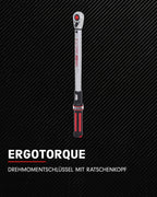 KS Tools 516.6542 1/2" ERGOTORQUEprecision Ratschen-Drehmomentschlüssel, 40-200Nm, Auslösegenauigkeit +/- 3%, für kontrollierten Rechtsanzug, 36-Zahn Ratschenmechanismus, rot