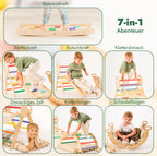 Goodevas 5-in-1 Montessori Klettergerüst Set: Indoor Kletterdreieck, Kletterbogen mit Kissen, und Rutsche für Kinder, Indoor Spielplatz 1-3 Jahre