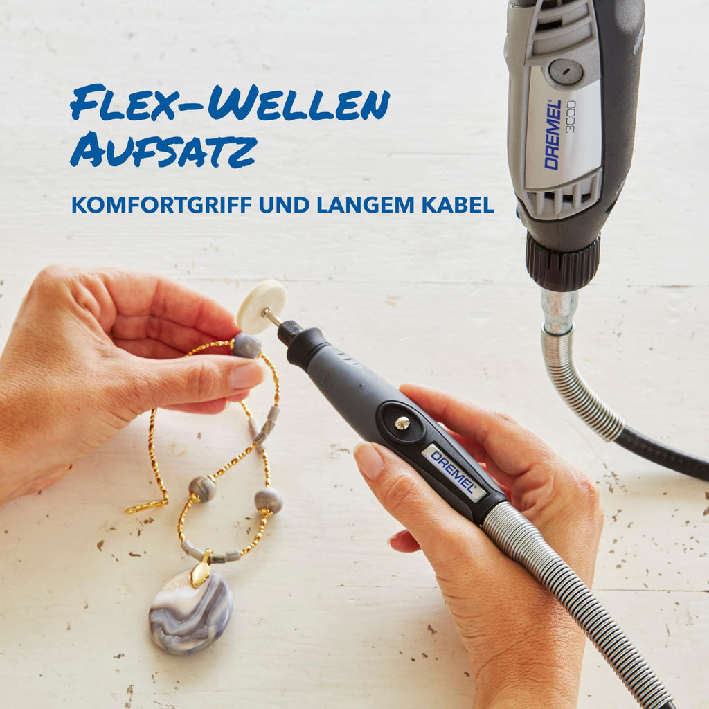 Dremel 3000 Multifunktionswerkzeug 130W, Set mit 1 Aufsatz, 25 Zubehörteilen, Variable Drehzahl 10.000-33.000 U/min zum Schneiden, Schleifen, Gravieren, Polieren, Schärfen, Reinigen, Schnitzen