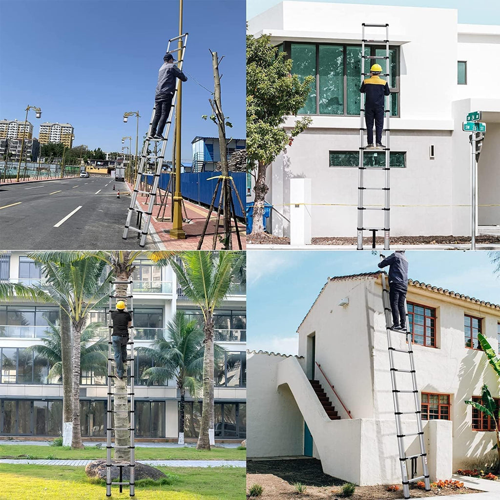 5M Teleskopleiter, Aluleiter Klappleiter Mehrzweckleiter Rutschfester Ausziehleiter Ausziehbare Leiter Sprossenleiter Stehleiter Tragbar Leichte Leiter Schiebeleiter 150 kg Belastbarkeit