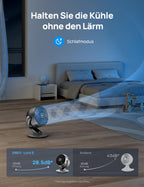 Dreo 28dB Leiser Smart Tischventilator für Schlafzimmer Büro, Ventilator mit Fernbedienung Kühlung 21M Windentfernung 4-Geschwindigstufe 5 Modi 12H Timer 90° Auto 120° Manuell oszillierend, Lynx S