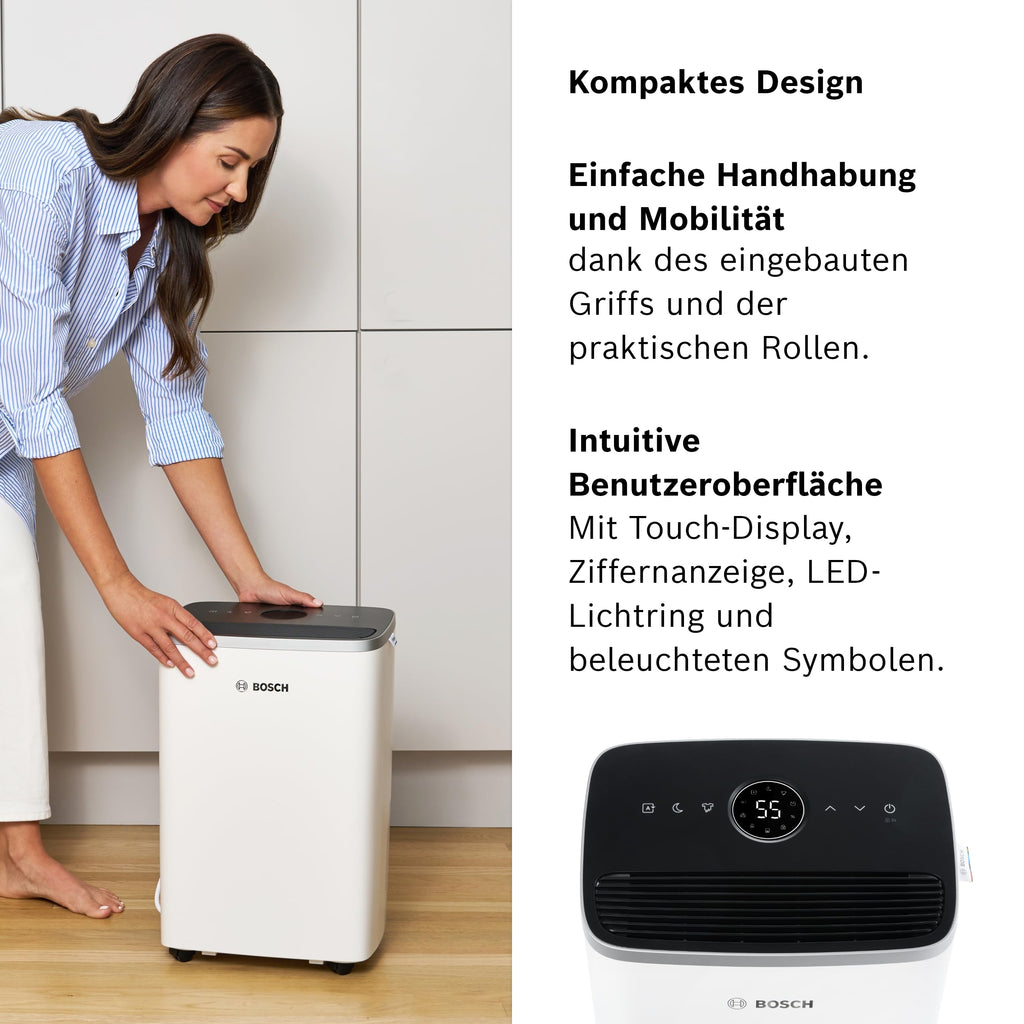 Bosch Dry 4000 Luftentfeuchter - Einfach. Effizient. Leise. - Für Räume bis zu 33 m² - Ideal für Deine Wohnung die schnelle Trocknung Deiner Wäsche
