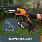 WORX WG324E Akku-Einhand-Astsäge 20V - 12cm Schwertlänge - leicht & bequem - PowerShare kompatibel - mit Akku und Ladegerät
