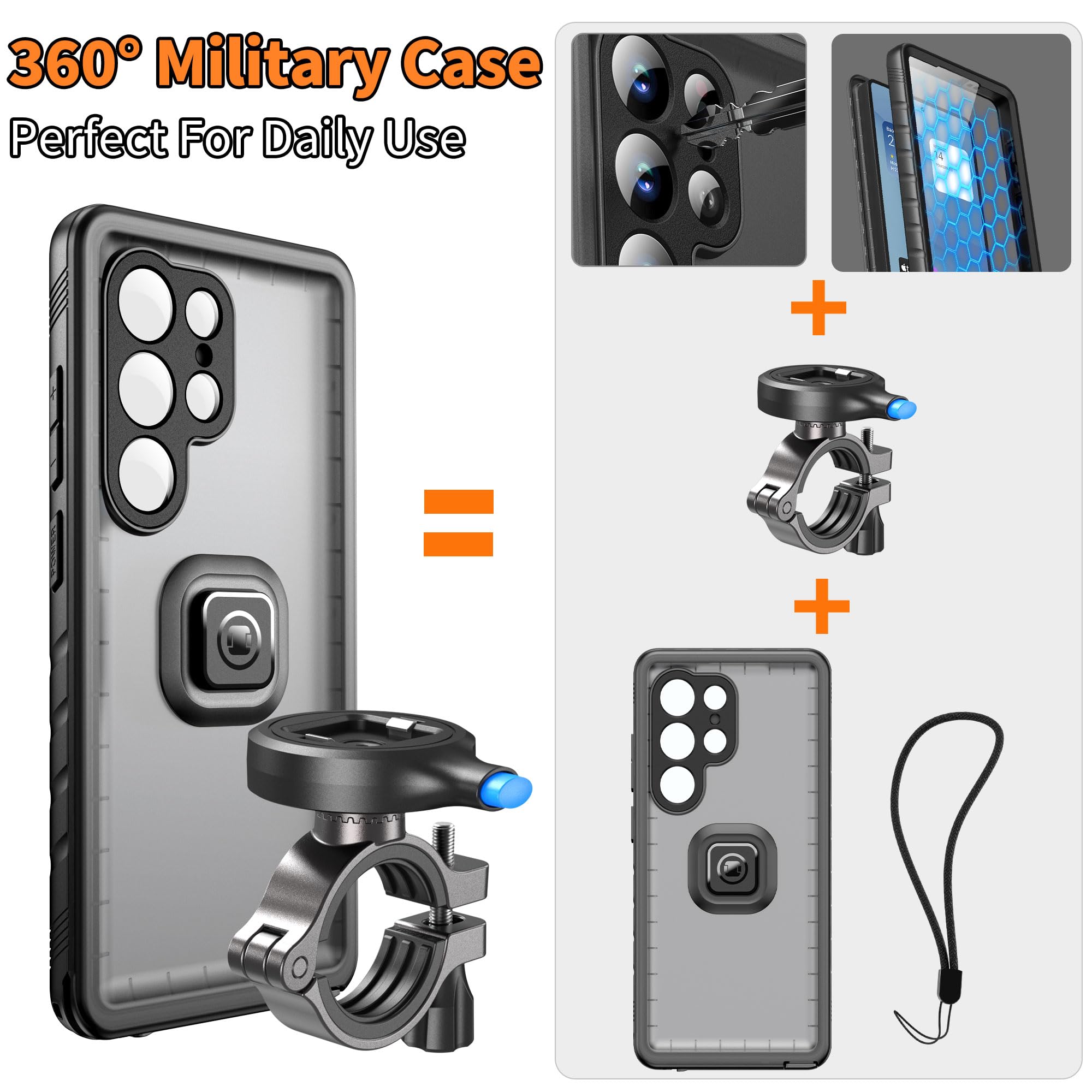 Cozycase 1 Sekunde zum Entsperren oder Verriegeln - Handyhalterung Fahrrad für Samsung Galaxy S25 Ultra Wasserdicht -Bike Phone Holder Mount Handy S 25 Halterung Motorrad Lenker Rennrad MTB Waterproof