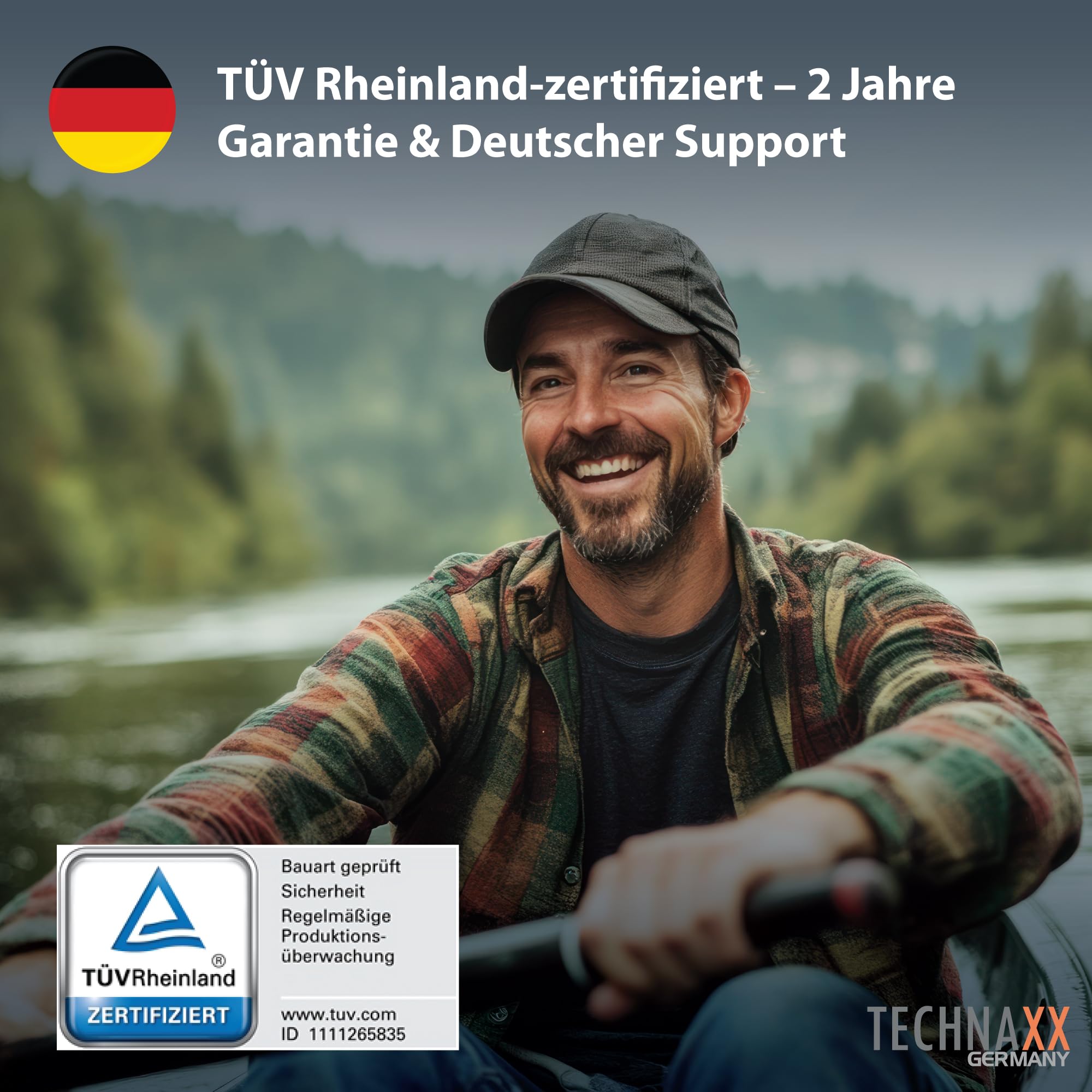 Technaxx KFZ Wechselrichter 12V auf 230V Reiner Sinus 3000W/6000W –TÜV-zertifizierter Auto Spannungswandler mit LC-Display, 2X Schuko&USB-A QC 3.0 + USB-C – Inverter für Wohnmobil, Camping, Boot–TE23