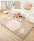 Wolkenweiche Spielmatte Baby 200x150x2,5cm, mond&Sterne – Teppich für Kinderzimmer mit hochwertigem Memory-Schaum – Krabbelmatte Baby mit Rutschfester Unterseite, Tatami Matte