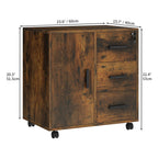 YITAHOME Bürocontainer Schubladenschrank Rollschrank Rollwagen, Rollcontainer mit 3 Schubladen, Mobiler Aktenschrank mit Rädern, Schubladenkommode für Zuhause Büro, 60x40x57 cm (Vintagebraun)