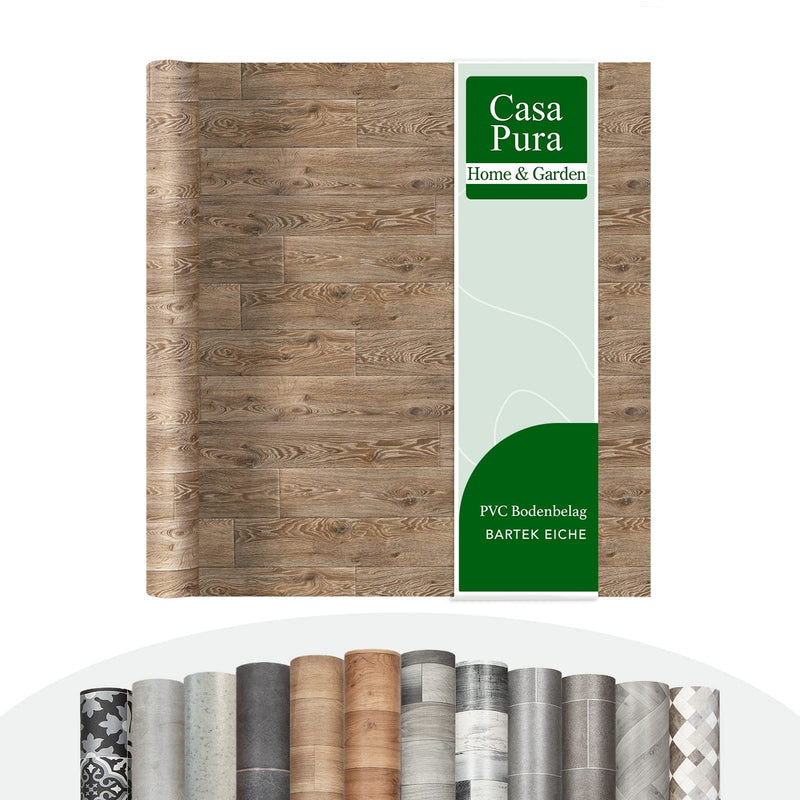 casa pura Vinylboden Meterware in vielen Designs - Holzoptik Fliesenoptik Steinoptik - PVC Bodenbelag - Vinyl Designbelag für Küche, Bad & Wohnbereich (Bartek Eiche, 200x200 cm)