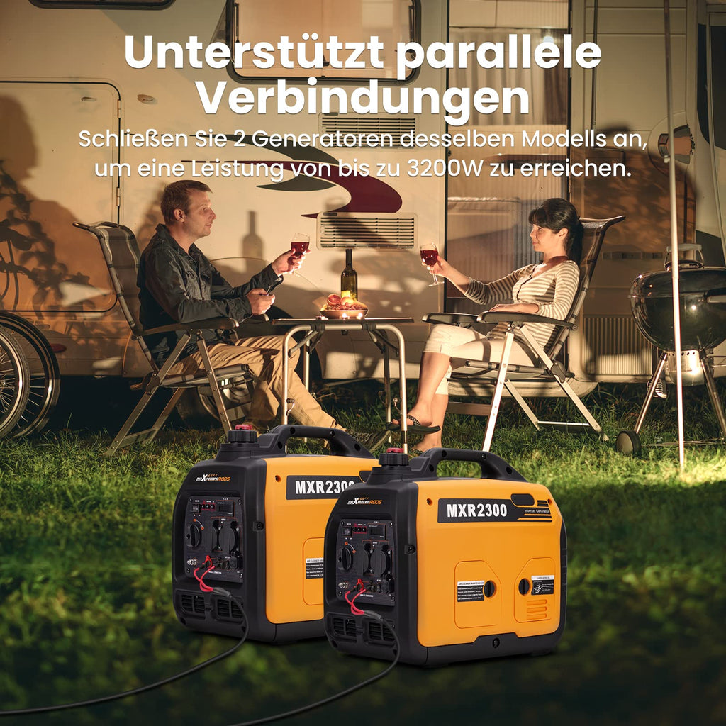maXpeedingrods 2300W Inverter Stromerzeuger Superleise Tragbarer für Outdoor Camping Wohnmobil 4 Takt Leicht Notstromaggregat Benzin für Reise Garage, Wohnwagen mit USB und 230 V Steckdosen