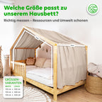 lilimaus Hausbett Himmel [in 12 Farben] Betthimmel Hausbett aus 100% Baumwolle Musselin - Stoffhimmel für Hausbett Deko Mädchen & Jungen - Himmel für Hausbett Kinder - Bett Vorhang Kinderbett