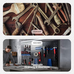 Arebos Werkzeugwand 3-teilige Lochwand Werkstatt | 17-teiliges Hakenset & Halterungen | 117,6 x 59,5 x 2 cm | Werkzeuglochwand aus Metall für Werkstatteinrichtung inkl. Montagematerial | Blau