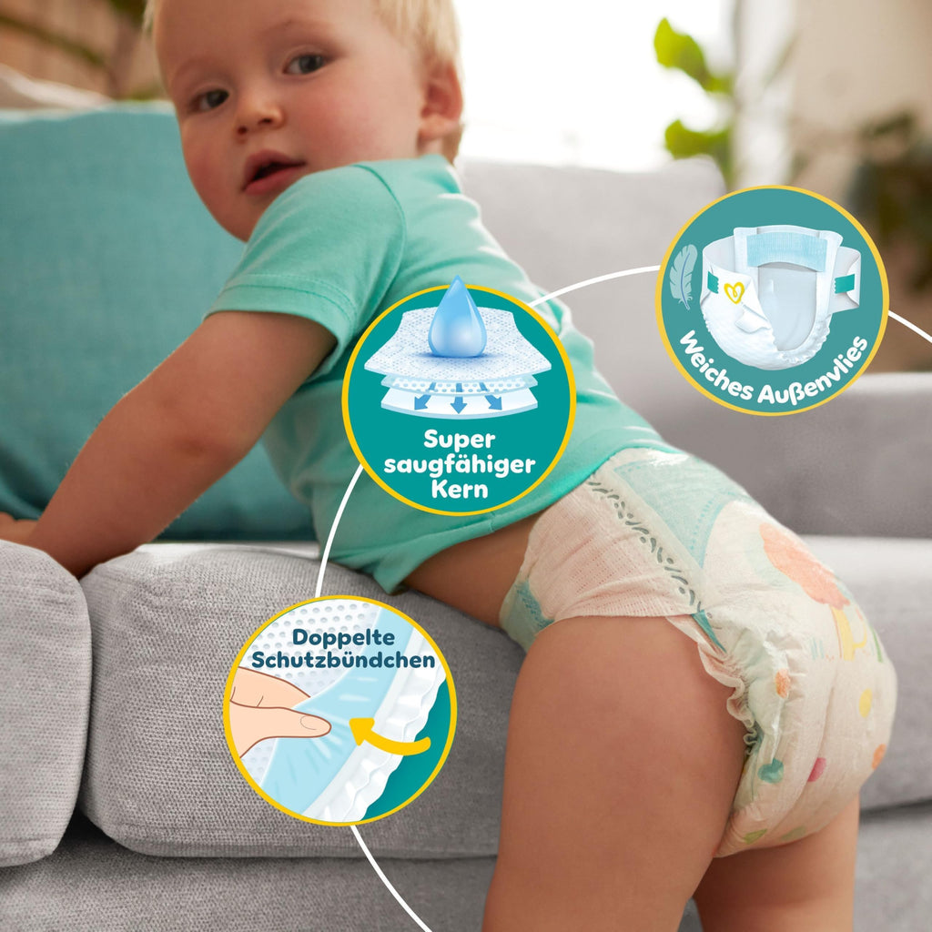 Pampers Baby-Dry Größe 8, 120 Windeln, 17kg+, bis zu 100 Prozent Auslaufschutz und Komfort die ganze Nacht