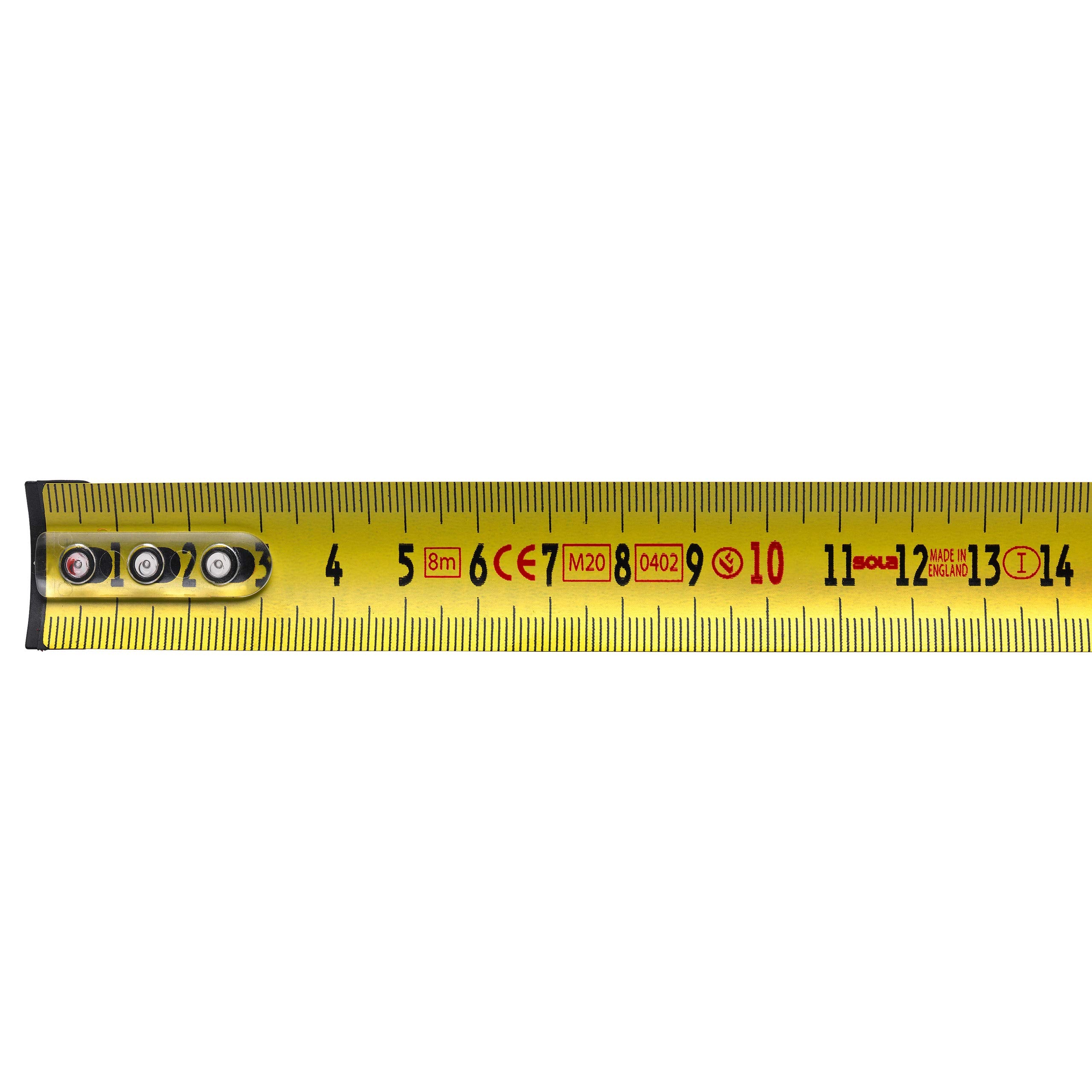SOLA BIG T - Bandmaß 8m / 25mm - extrem robustes Profi-Rollbandmaß mit Gürtelclip - Stahlband, gelb lackiert mit mm Skala - Genauigkeitsklasse I - Rollmeter mit rutschfestem Endhaken - Länge 8m/25mm