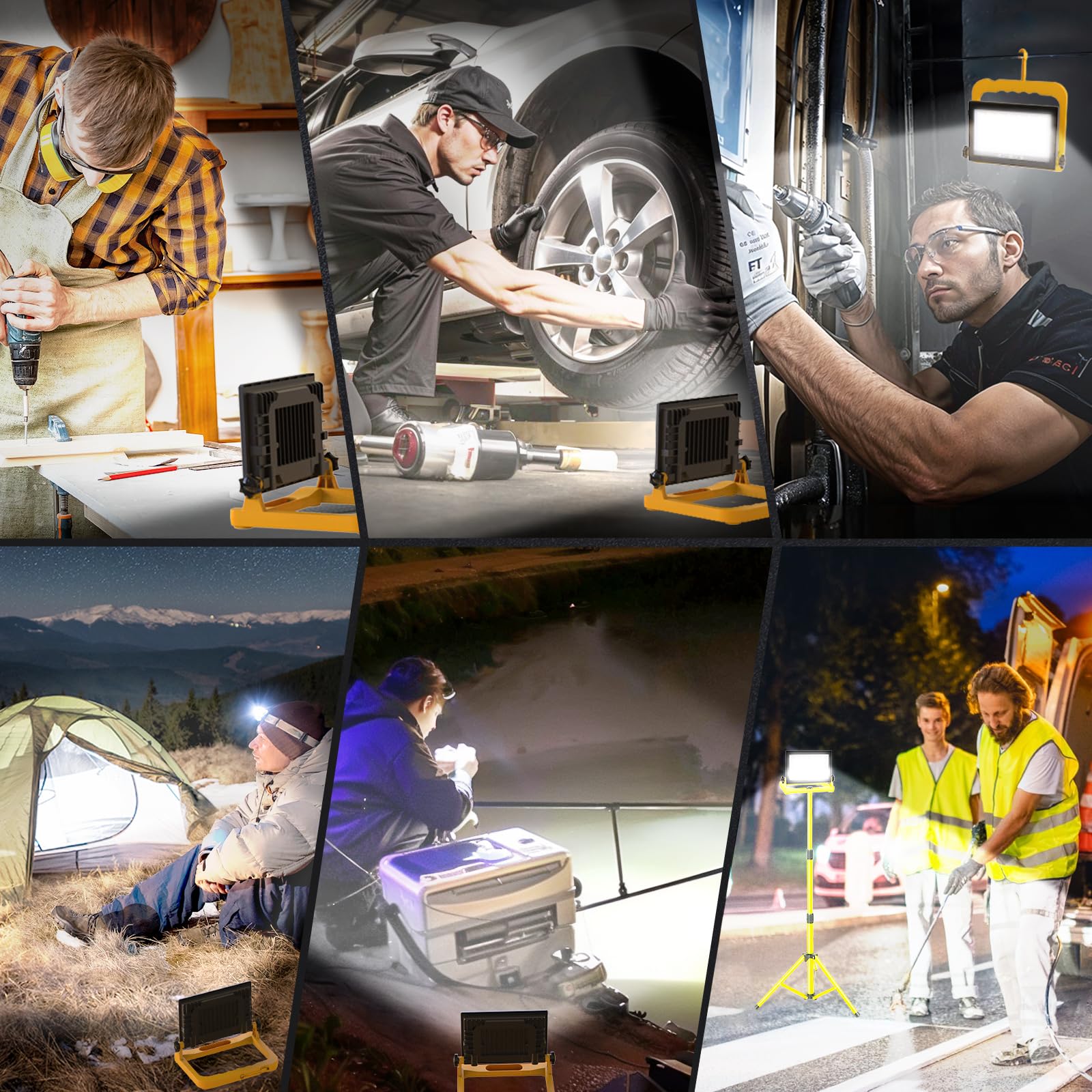 LED Baustrahler, T-SUN 60W 6000K Arbeitsleuchte mit 3 Modi, LED Arbeitsleuchte mit Stecker, IP66 Wasserdicht Baustrahler LED mit 4M Kabel, Tragbar Baustellenlampe für Werkstatt oder Baustelle,Garage