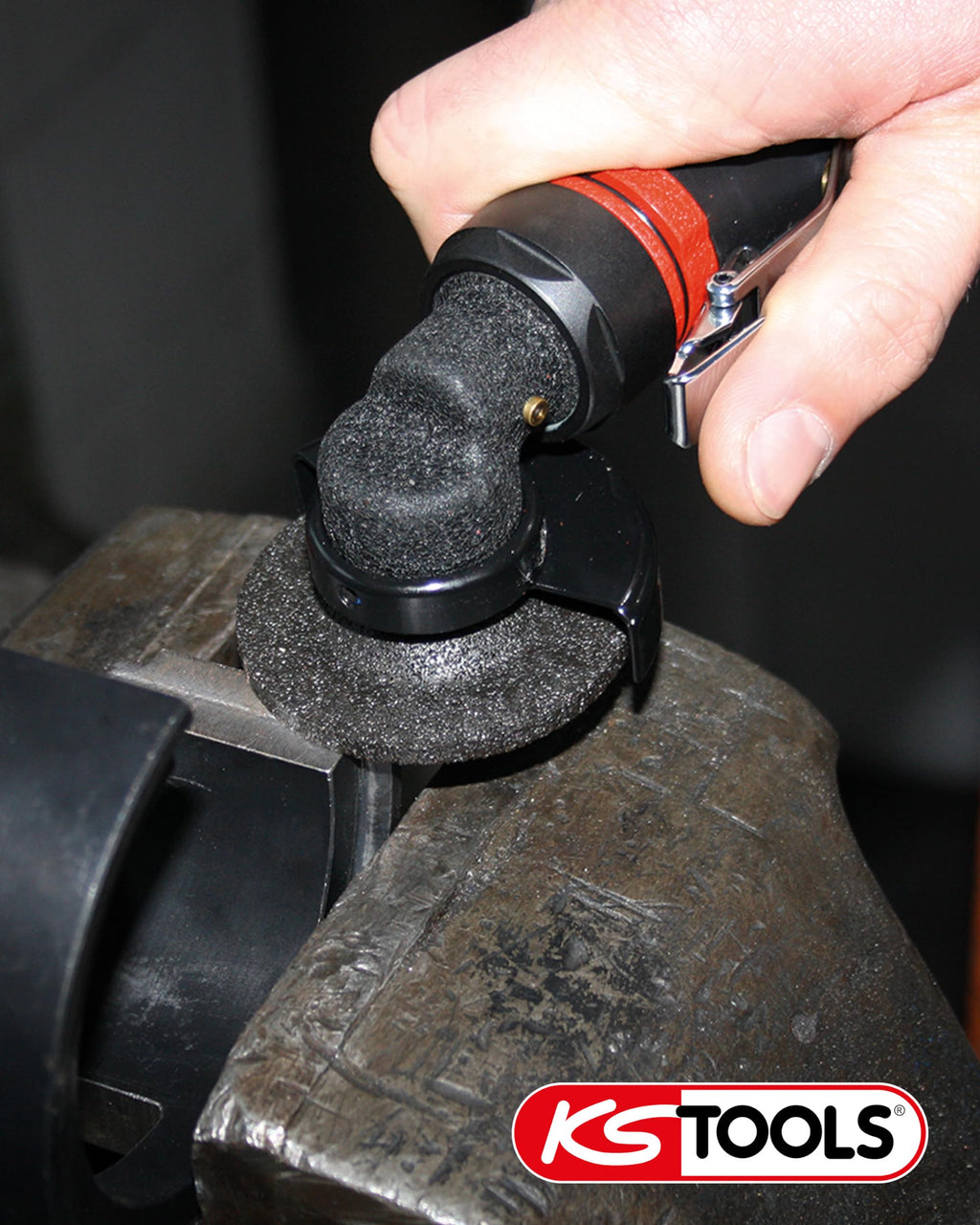 KS Tools Trenn-Stabschleifer Druckluft kurz 3/8"515.5550 I Druckluftschleifer mit Drehzahl-Regulierung & verstellbarem Funkenschild I Für Trennscheiben bis Ø 50,4 x 1,1 x 9,56mm