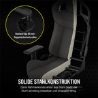 Corsair T3 RUSH Gaming-Stuhl mit Stoffbezug (2023) – Vom Rennsport inspiriertes Design – Bezug aus Weichem – Gepolstertes Nackenkissen – Lendenstütze aus Memory-Schaumstoff – Holzkohle