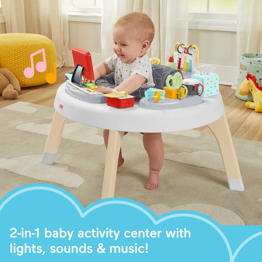 Fisher-Price HBM26-2-in-1 Homeoffice Activity Center, Unterhaltung für Babys und Spieltisch mit Musik, Lichtern und Geräuschen, Spielzeug für Kleinkinder