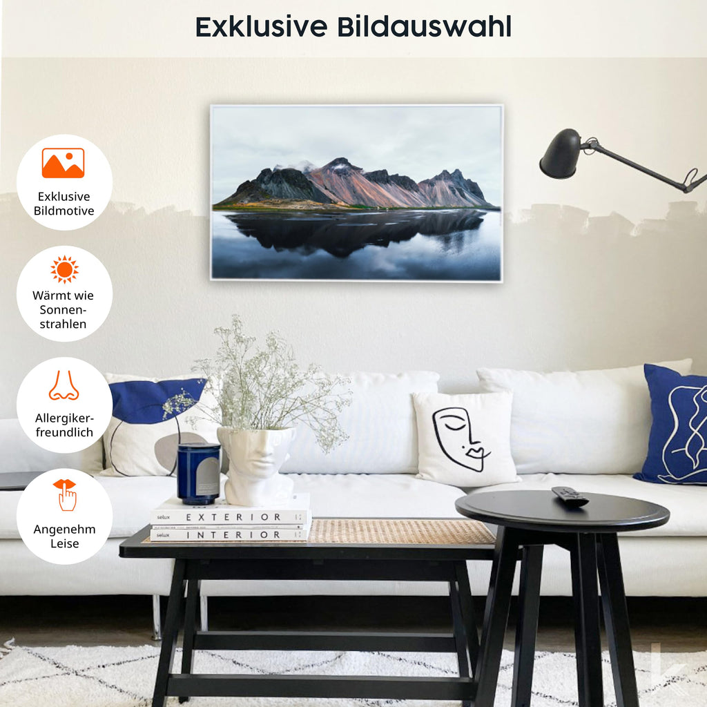 Könighaus Infrarotheizung mit Bild - 1200 Watt + Smart Thermostat & Könighaus APP - Energiesparende Infrarot Wandheizung mit Bildmotiv – TÜV SÜD - Weißer Rahmen (05. Dschungelbrücke)