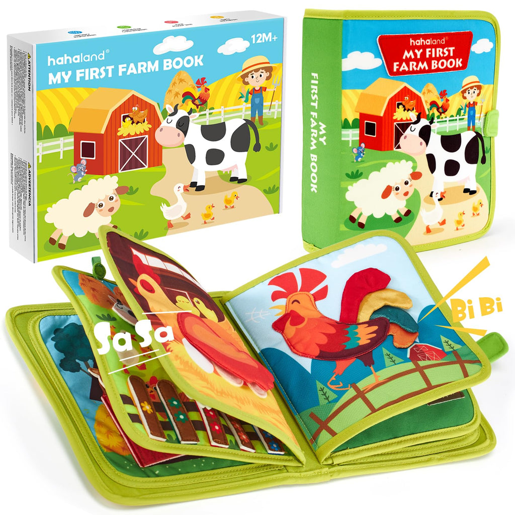 Hahaland Montessori Spielzeug ab 1 Jahr – Quiet Book mit Bauernhof Thema, 20-in-1 Busy Board Weichem Filz für Frühe Bildung,Busy Book für Autofahrten, Geschenk Spielzeug ab 1 2 3 4 Jahre Mädchen Junge