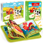 Hahaland Montessori Spielzeug ab 1 Jahr – Quiet Book mit Bauernhof Thema, 20-in-1 Busy Board Weichem Filz für Frühe Bildung,Busy Book für Autofahrten, Geschenk Spielzeug ab 1 2 3 4 Jahre Mädchen Junge