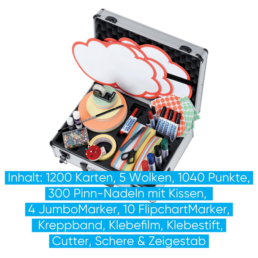 FRANKEN Moderationskoffer Profi, Moderatorenkoffer mit Inhalt, Über 2.500 Teile für Schulungen und Meetings, Mit Griff und Schultergurt, Aluminium, UMK