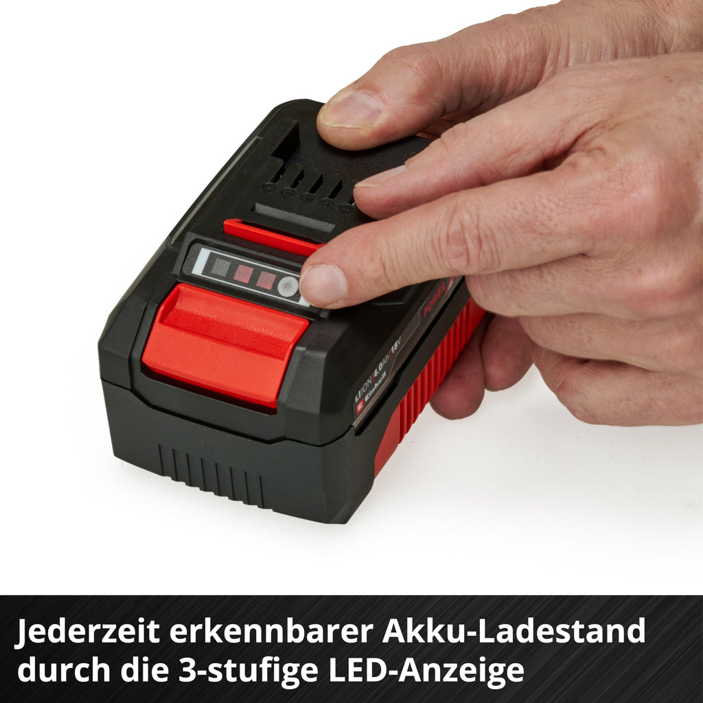 Einhell 4512112 Original Starter Kit 2X 4,0 Ah Akkus und Twincharger Power X-Change (Li-Ion, 18 V, 75 min Ladezeit, passend für alle Geräte), 2.21 x 1.85 x 0.77 cm