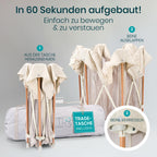 Tutti Bambini Laufstall Baby Faltbar - Baby Playpen mit 360°-Netzwänden, Schnellklappmechanismus, Reißverschlusstür, Bodenmatte & Tragetasche, 135 x 135 x 75 cm (Ecru)