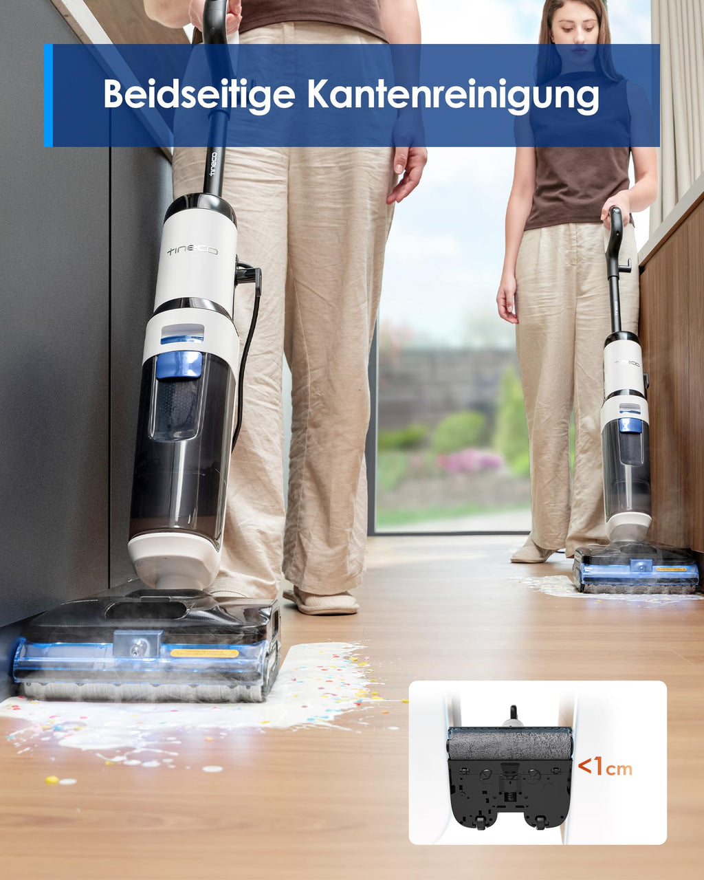 Tineco FLOOR ONE S6 Stretch Steam Nass Trockensauger, 160 °C Tineco BoostSteam, Anti-Verwicklungs-Design, FlashDry Selbstreinigung, Dampfreiniger mit Kabel für eingetrocknete Flecken und Fugen