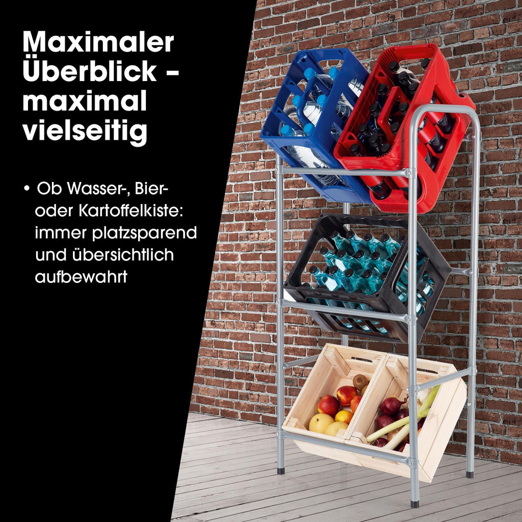 EASYmaxx Getränkekistenregal aus Metall für 3 Kästen 2er-Set | Platzsparende, praktische und organisierte Lagerung auf 3 Etagen | Kistenregal für Ordnung und Platz in Ihrem Zuhause