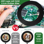 Dritte hand Löten, Magnetische Löthilfe Helfende Hand mit 10X Lupe Licht, Lötstation mit 4 PCB-Säulen 4 flexibel Arme und 1 Mechanischer Tragarm, Löthilfe für Schweißer, Schmuckhersteller, Handwerk